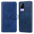 Classic Calf Texture PU + TPU Horizontal Flip Leather Case with Holder & Card Slots & Wallet For vivo V21e(Blue) - 1
