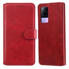 Classic Calf Texture PU + TPU Horizontal Flip Leather Case with Holder & Card Slots & Wallet For vivo V21e(Red) - 1