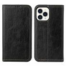 For iPhone 13 Pro Max Fierre Shann Retro Tree Bark Texture PU Magnetic Horizontal Flip Leather Case with Holder & Card Slots & Wallet (Black) - 1