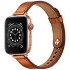 14mm Couple Style Leather Watch Band For Apple Watch Series 9&8&7 41mm / SE 3&SE 2&6&SE&5&4 40mm / 3&2&1 38mm(Semi-oiled Rose Gold Buckle) - 1