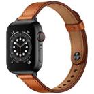 14mm Couple Style Leather Watch Band For Apple Watch Series 9&8&7 41mm / SE 3&SE 2&6&SE&5&4 40mm / 3&2&1 38mm(Semi-oiled Black Buckle) - 1