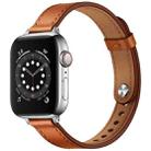 14mm Couple Style Leather Watch Band For Apple Watch Series 8&7 41mm / SE 2&6&SE&5&4 40mm / 3&2&1 38mm(Semi-oiled Silver Buckle) - 1