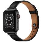 14mm Couple Style Leather Watch Band For Apple Watch Ultra 49mm&Watch Ultra 2 49mm / Series 9&8&7 45mm / SE 3&SE 2&6&SE&5&4 44mm / 3&2&1 42mm(Black Black Buckle) - 1