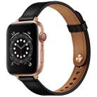 14mm Couple Style Leather Watch Band For Apple Watch Ultra 49mm&Watch Ultra 2 49mm / Series 9&8&7 45mm / SE 3&SE 2&6&SE&5&4 44mm / 3&2&1 42mm(Black Rose Gold Buckle) - 1