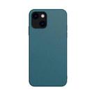 For iPhone 13 mini Plain Skin Leather Phone Case (Deep Green) - 1