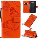 For LG G8X Pressed Printing Butterfly Pattern Horizontal Flip PU Leather Case with Holder & Card Slots & Wallet & Lanyard(Orange) - 1