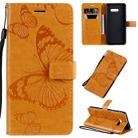 For LG G8X Pressed Printing Butterfly Pattern Horizontal Flip PU Leather Case with Holder & Card Slots & Wallet & Lanyard(Yellow) - 1