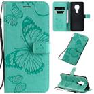 For Nokia 7.2 Pressed Printing Butterfly Pattern Horizontal Flip PU Leather Case with Holder & Card Slots & Wallet & Lanyard(Green) - 1