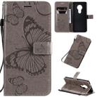 For Nokia 7.2 Pressed Printing Butterfly Pattern Horizontal Flip PU Leather Case with Holder & Card Slots & Wallet & Lanyard(Gray) - 1