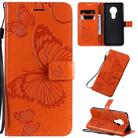 For Nokia 7.2 Pressed Printing Butterfly Pattern Horizontal Flip PU Leather Case with Holder & Card Slots & Wallet & Lanyard(Orange) - 1