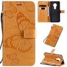 For Nokia 7.2 Pressed Printing Butterfly Pattern Horizontal Flip PU Leather Case with Holder & Card Slots & Wallet & Lanyard(Yellow) - 1