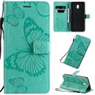 For Xiaomi Redmi 8A Pressed Printing Butterfly Pattern Horizontal Flip PU Leather Case with Holder & Card Slots & Wallet & Lanyard(Green) - 1