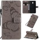 For Xiaomi Redmi 8A Pressed Printing Butterfly Pattern Horizontal Flip PU Leather Case with Holder & Card Slots & Wallet & Lanyard(Gray) - 1