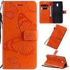 For Xiaomi Redmi 8A Pressed Printing Butterfly Pattern Horizontal Flip PU Leather Case with Holder & Card Slots & Wallet & Lanyard(Orange) - 1