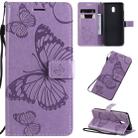 For Xiaomi Redmi 8A Pressed Printing Butterfly Pattern Horizontal Flip PU Leather Case with Holder & Card Slots & Wallet & Lanyard(Purple) - 1