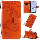 For Xiaomi Mi 9 Pro Pressed Printing Butterfly Pattern Horizontal Flip PU Leather Case with Holder & Card Slots & Wallet & Lanyard(Orange) - 1