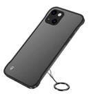 For iPhone 13 Frosted Soft Four-corner Shockproof Case with Finger Ring Strap & Metal Lens Cover(Black) - 1