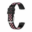 For Fitbit Luxe Two-color Silicone Watch Band(Black Pink) - 1