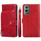 Zipper Bag PU + TPU Horizontal Flip Leather Case with Holder & Card Slot & Wallet & Lanyard For OnePlus 9 Pro(Red) - 1