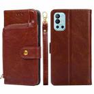 Zipper Bag PU + TPU Horizontal Flip Leather Case with Holder & Card Slot & Wallet & Lanyard For OnePlus 9R(Brown) - 1