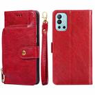 Zipper Bag PU + TPU Horizontal Flip Leather Case with Holder & Card Slot & Wallet & Lanyard For OnePlus 9R(Red) - 1