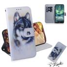 For Nokia 7.2 Coloured Drawing Pattern Horizontal Flip PU Leather Case with Holder & Card Slots & Wallet(White Wolf) - 1