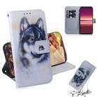 For Sony Xperia 5 Coloured Drawing Pattern Horizontal Flip PU Leather Case with Holder & Card Slots & Wallet(White Wolf) - 1