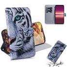 For Sony Xperia 5 Coloured Drawing Pattern Horizontal Flip PU Leather Case with Holder & Card Slots & Wallet(Tiger) - 1