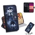 For Sony Xperia 5 Coloured Drawing Pattern Horizontal Flip PU Leather Case with Holder & Card Slots & Wallet(Wolf And Dog) - 1