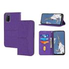 For OPPO A52 Woven Texture Stitching Magnetic Horizontal Flip PU Leather Case with Holder & Card Slots & Wallet & Lanyard(Purple) - 1