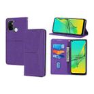 For OPPO A53 Woven Texture Stitching Magnetic Horizontal Flip PU Leather Case with Holder & Card Slots & Wallet & Lanyard(Purple) - 1