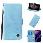 For iPhone 11 Pro Max Retro Horizontal Flip Leather Case with Card Slot & Holder(Blue) - 1