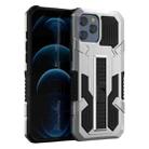 For iPhone 13 Pro Max Vanguard Warrior All Inclusive Double-color Shockproof TPU + PC Protective Case with Holder (Silver) - 1