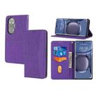 For Huawei P50 Pro Woven Texture Stitching Magnetic Horizontal Flip PU Leather Case with Holder & Card Slots & Wallet & Lanyard(Purple) - 1