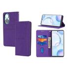 For Honor 50 SE Woven Texture Stitching Magnetic Horizontal Flip PU Leather Case with Holder & Card Slots & Wallet & Lanyard(Purple) - 1