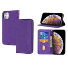 For iPhone 11 Woven Texture Stitching Magnetic Horizontal Flip PU Leather Case with Holder & Card Slots & Wallet & Lanyard (Purple) - 1