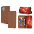 For iPhone 11 Pro Max Woven Texture Stitching Magnetic Horizontal Flip PU Leather Case with Holder & Card Slots & Wallet & Lanyard (Brown) - 1