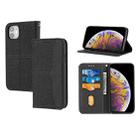 For iPhone 12 / 12 Pro Woven Texture Stitching Magnetic Horizontal Flip PU Leather Case with Holder & Card Slots & Wallet & Lanyard(Black) - 1