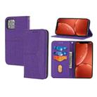 For iPhone 13 Pro Max Woven Texture Stitching Magnetic Horizontal Flip PU Leather Case with Holder & Card Slots & Wallet & Lanyard (Purple) - 1