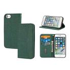 For iPhone SE 2022 / SE 2020 / 8 / 7 Woven Texture Stitching Magnetic Horizontal Flip PU Leather Case with Holder & Card Slots & Wallet & Lanyard(Green) - 1