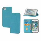 For iPhone SE 2022 / SE 2020 / 8 / 7 Woven Texture Stitching Magnetic Horizontal Flip PU Leather Case with Holder & Card Slots & Wallet & Lanyard(Blue) - 1