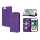 For iPhone SE 2022 / SE 2020 / 8 / 7 Woven Texture Stitching Magnetic Horizontal Flip PU Leather Case with Holder & Card Slots & Wallet & Lanyard(Purple) - 1