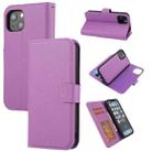 Cross Texture Detachable Horizontal Flip PU Leather Case with Holder & Card Slots & Wallet & Photo Frame For iPhone 13 mini(Purple) - 1