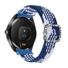 For Garmin Venu 2/Samsung Gear S3/Xiaomi Haylou RS3 22mm Universal Adjustable Braided Elastic Diamond Buckle Watch Band(Blue White) - 1