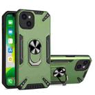 For iPhone 13 PC + TPU Protective Case with 360 Degrees Rotatable Ring Holder(Dark Green) - 1