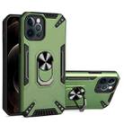 For iPhone 12 Pro PC + TPU Protective Case with 360 Degrees Rotatable Ring Holder(Dark Green) - 1