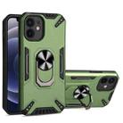 For iPhone 12 mini PC + TPU Protective Case with 360 Degrees Rotatable Ring Holder (Dark Green) - 1