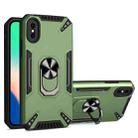 For iPhone X / XS PC + TPU Protective Case with 360 Degrees Rotatable Ring Holder(Dark Green) - 1