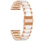 For Garmin Venu/Vivoactive 3 Music 20mm Universal Three-beads Stainless Steel + Resin Watch Band(Rose Gold+Pearl White) - 1