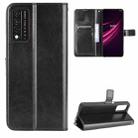 For T-Mobile REVVL V+ 5G Crazy Horse Texture Horizontal Flip Leather Case with Holder & Card Slots & Lanyard(Black) - 1